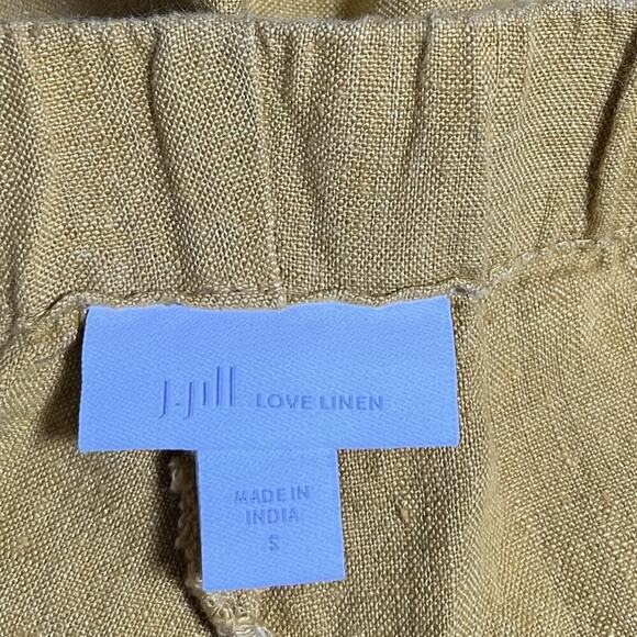 J Jill 100% Linen Wide Leg Pants Size S Mustard Yellow Lagenlook Boho Beach - Picture 6 of 8
